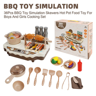 36Pcs BBQ Toy Simulation Skewers Hot Pot Food Toy For Boys And Girls Cooking Set