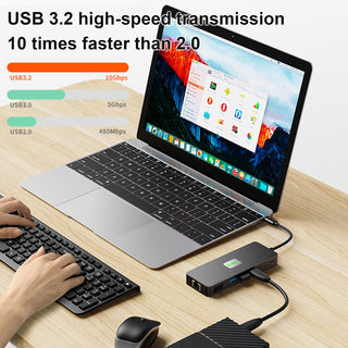 11 in 1 TYPE-CtoRJ45 Gigabit USB3.2 HDMI DP+SD/TF 3.5mm Audio VGA PD100W MacBook
