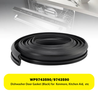 WP9743590/9743590 Dishwasher Door Gasket (Black) for Kenmore KitchenAid etc
