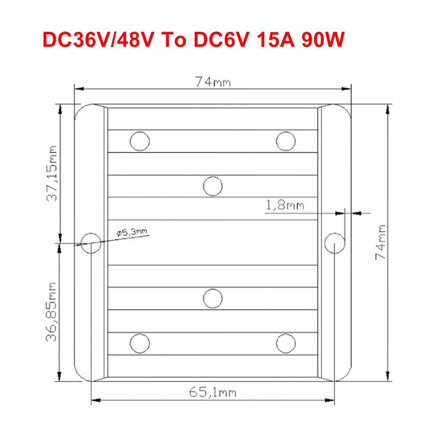 Waterproof DC 36V/48V to 6V 15A 90W Step-Down Power Supply Converter Regulator Generic