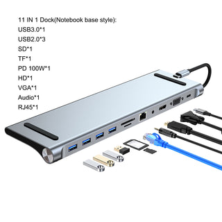 11 in 1 USB-C Type C HD PD 100W 4K USB 3.0 HD Adapter HUB Multi-function Dock