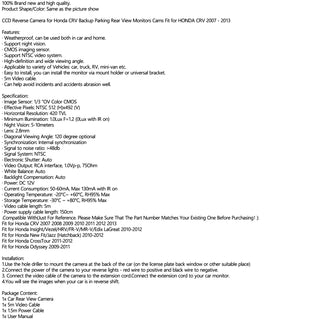 Reverse Camera Rear View Cams CCD Parking Weatherproof Backup Fit for HONDA CRV 2007 - 2013