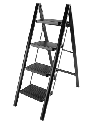 4-Step Folding Step Ladder, Aluminum - Wide Anti-Slip Treads, Lightweight & Compact