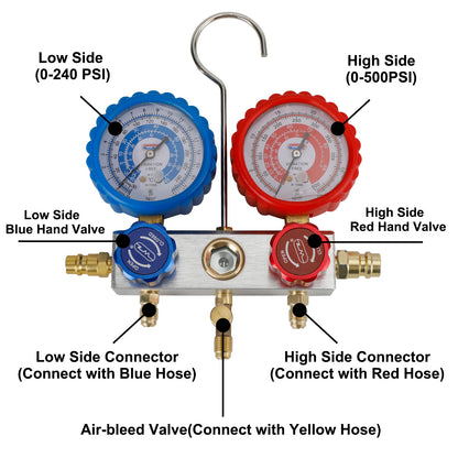 Air Conditioner Refrigeration Kit HVAC Manifold Gauge Set Car Recharge Kit