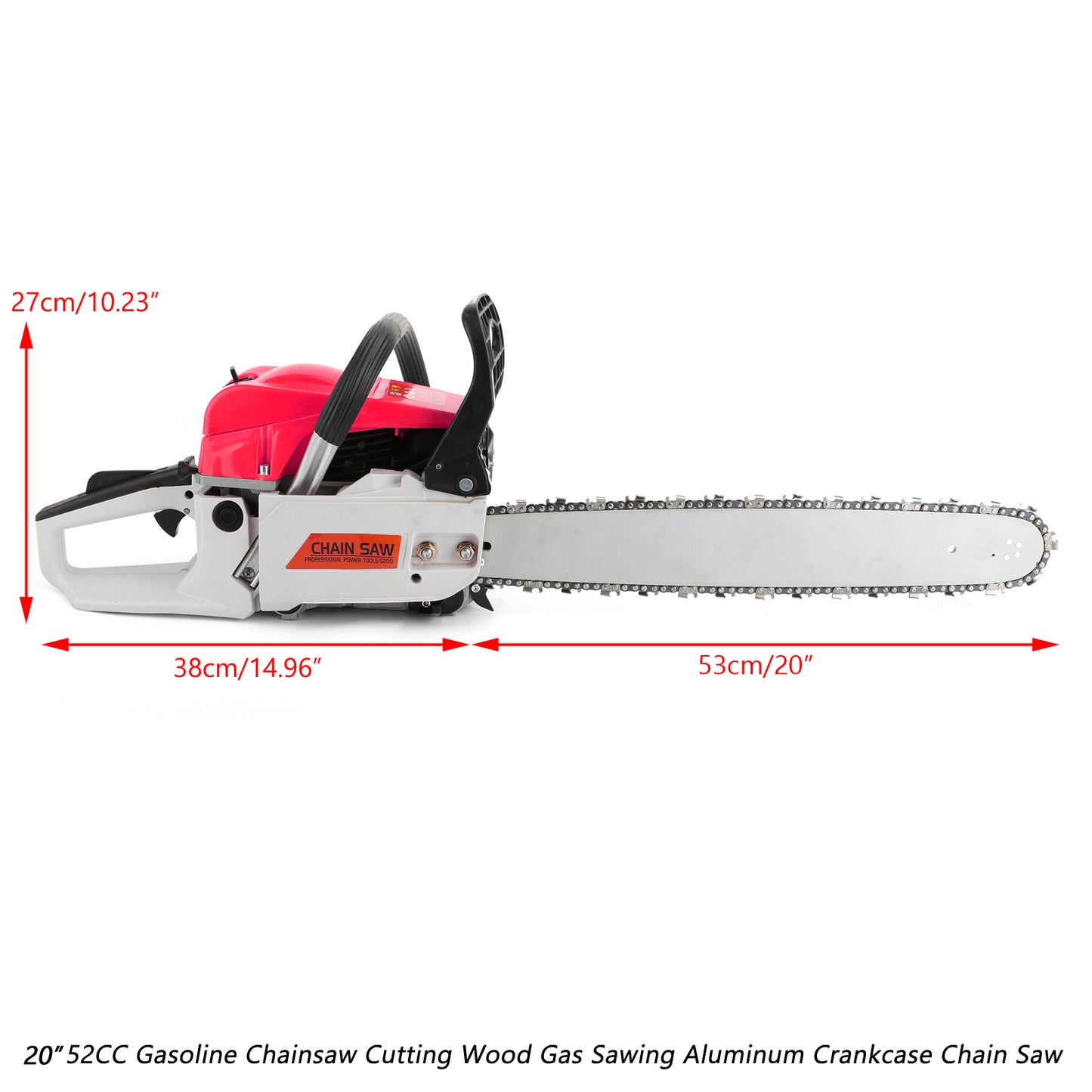 52cc Chainsaw 20" Bar Powered Engine 2 Cycle Gasoline Chain Saw