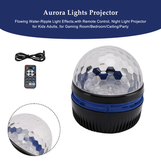 Ocean Wave Aurora Projector Lamp Colorful LED Night Light Remote Bedroom