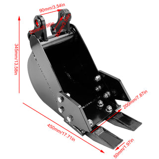 2-Teeth Trenching Bucket For Mini Excavator Attachment Narrow Rock Bucket 200mm