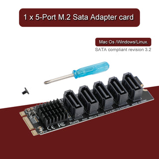 M.2 To SATA 3.0 Adapter JMB575 5 Port Hard Disk Drive Expansion Card for PH56