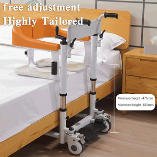 Patient Chair Transferred Lift Wheelchair w/180° Split Seat and Bedpan 440 lb