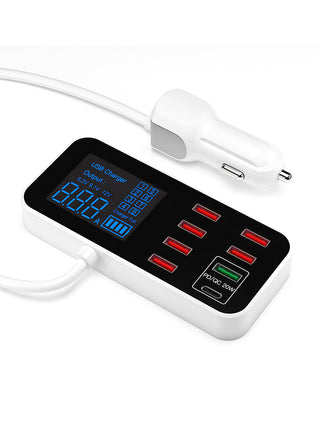 Car Charger USB PD5V1A QC3.0 Display Small Car 8 Port Car Cigarette Lighter