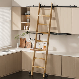 6.6FT Round Tube Rolling Library Sliding Ladder Hardware Kit with Brake
