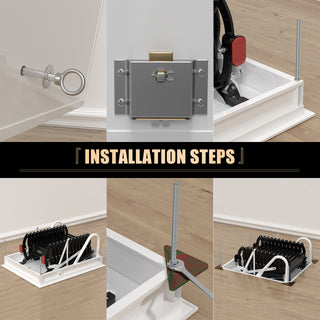 12 Steps Black loft wall ladder stairs and Pull Rod,Loft Wall Folding Pulldown Attic Ceiling Ladder Stairs 39.4 * 27.6