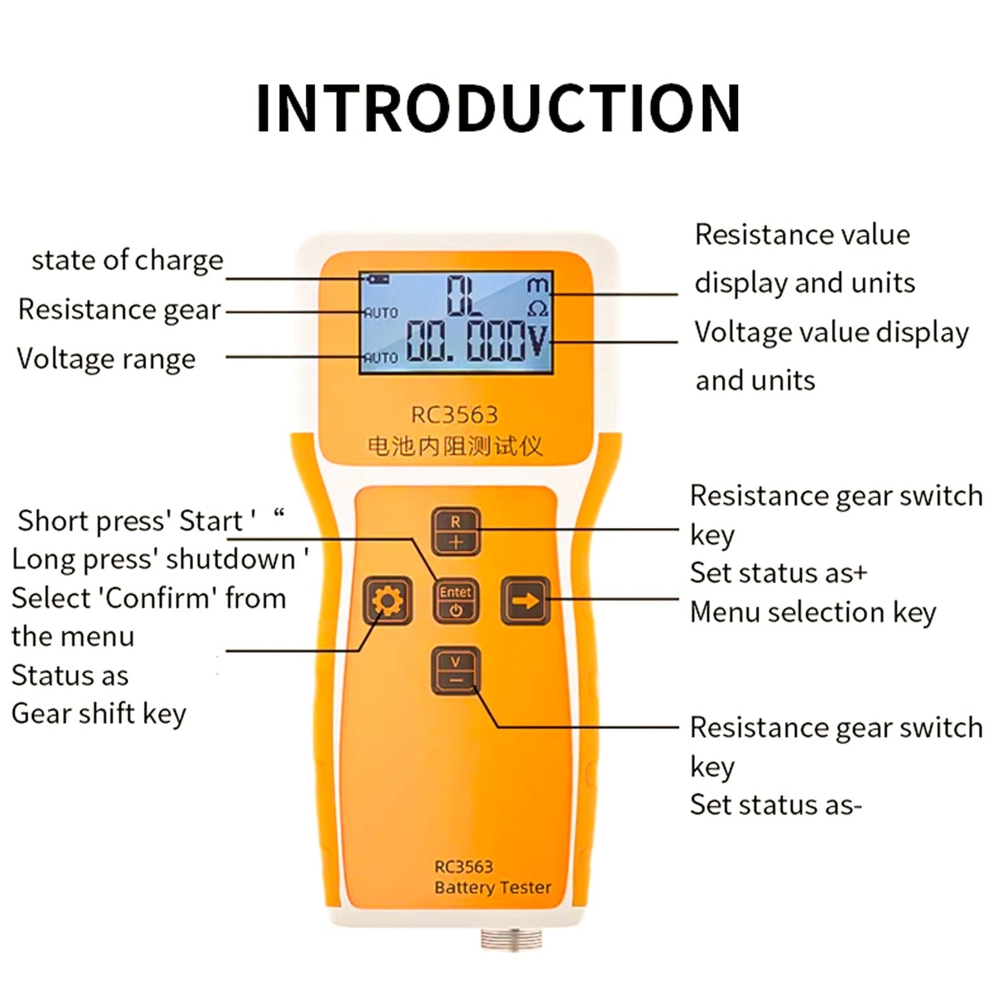 RC3563 Battery Voltage Meter Internal Resistance Voltage Tester Detector Generic