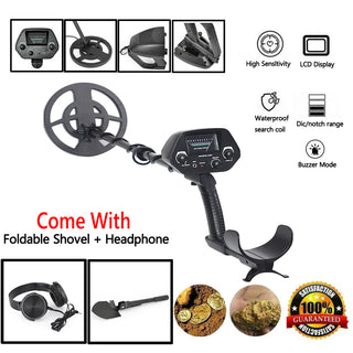 Shovel + Headphone + Metal Detector Gold Digger Hunter Waterproof Deep Sensitive