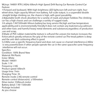 WLtoys 144001 RTR 2.4GHz 60km/h High Speed Drift Racing Car Remote Control Car