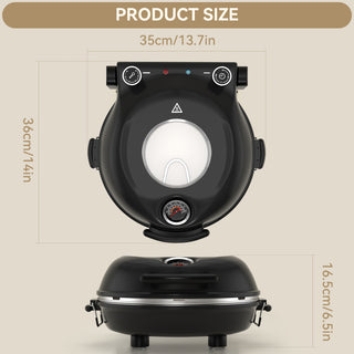 Electric Pizza Maker–12 Inch Electric Pizza Oven Indoor Countertop Maker with Ceramic Stone Heats up to 800˚F