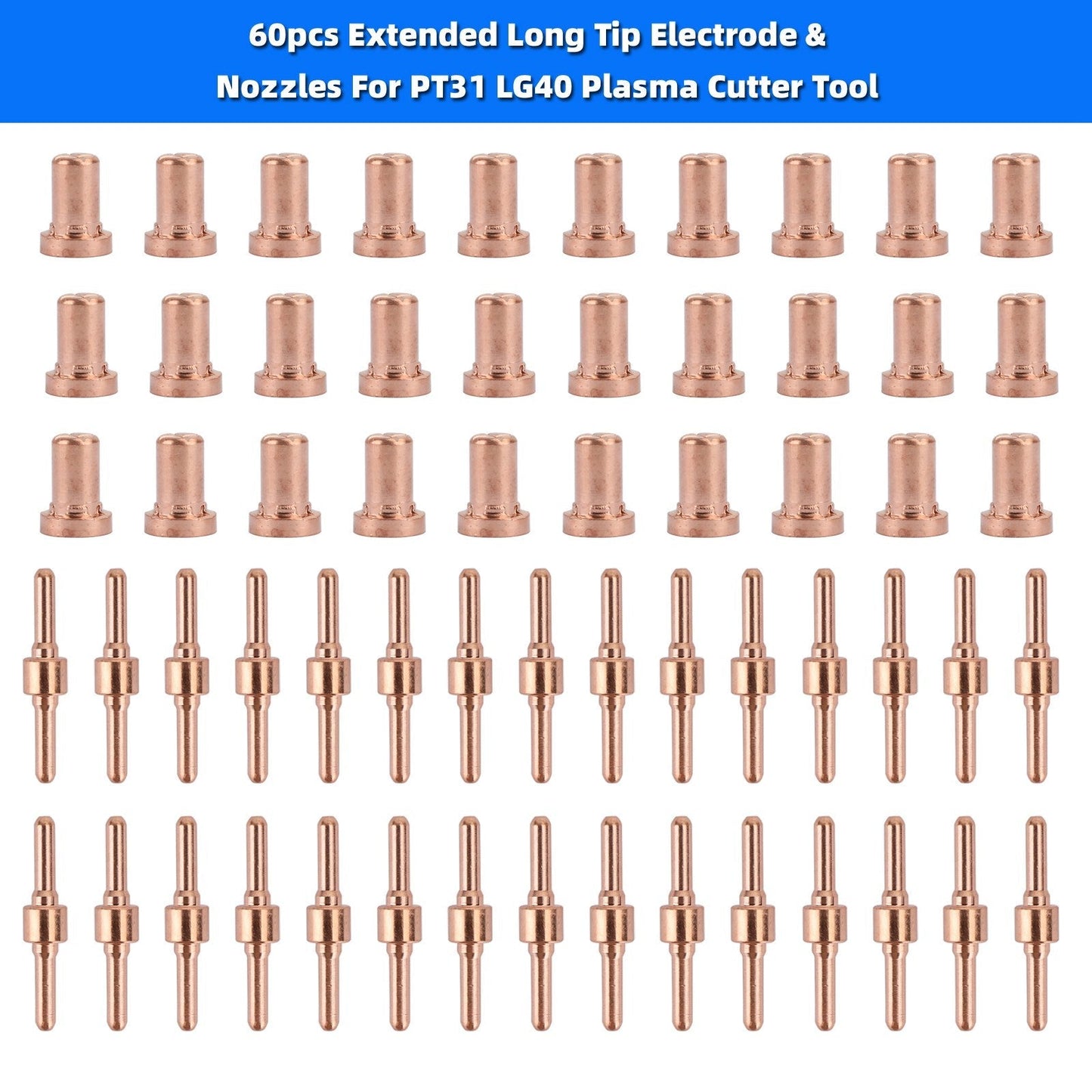 60pcs PT-31 LG-40 Plasma Cutter Cutting Torch Electrode&Nozzles Consumables Kit Generic