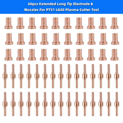 60pcs PT-31 LG-40 Plasma Cutter Cutting Torch Electrode&Nozzles Consumables Kit Generic