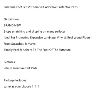 20mm STICK ON FURNITURE FELT PADS Anti-Skid Round Solid Oak Wood Floor Protector