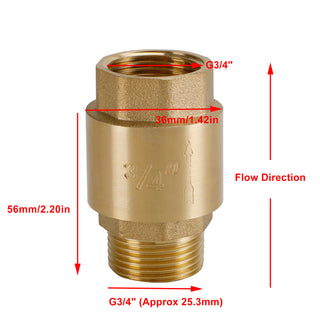 Brass Check Valve G3/4" M To F Thread Non-Return Backflow Prevention