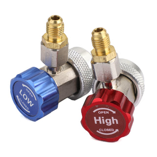 2x 1/4" Quick Connector Adapter Coupler Auto A/C Manifold Gauge Low/High HVAC
