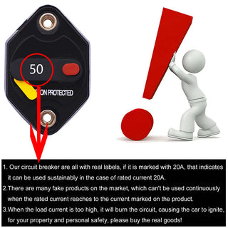 50A Circuit Breaker Stereo Blow Replace Reset Fuse Switch For Car Audio Marine