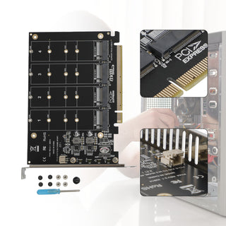 PCI-E 4 Disk Expansion Card M.2 NVME X16 Adapter Expension Card 2230 2242 2260