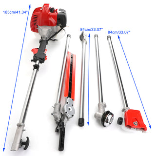 5 in 1 Multi-Functional Trimming Tool, 52CC 2-Cycle Garden Tool with Extension Pole Saw, Hedge, Grass Trimmer and Brush Cutter