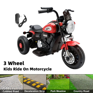 Red 6V Kids Ride-On Motorcycle w/ Dual Drive & Sounds