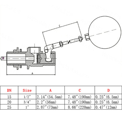 1/2"-1"Male Thread Float Ball Valve Floating Ball Stainless Steel Water Sensor Generic