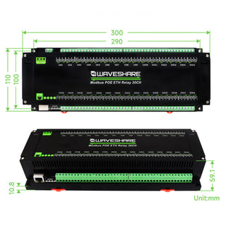 30-Channel Ethernet Relay Module Modbus TCP Protocol Poe Ethernet Communication