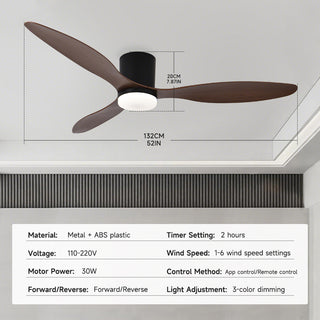 52 Inch Low Profile Ceiling Fan with Remote/App Control