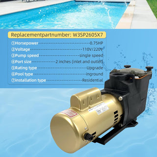 Hayward W3SP2605X7 Super Pump ¾ HP Single Speed | 115/230V Inground Pool Pump Replacement