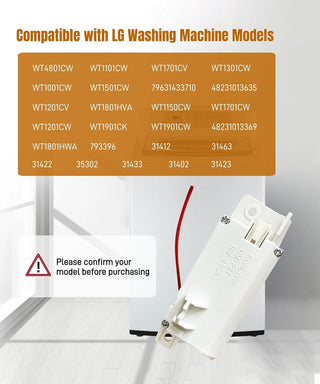 EBF61215202 Lid Switch Assembly for LG Washing Machines – Compatible with WT4801CW, WT1001CW & More