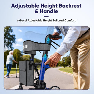 Rollator Walker with 4 Wheels – Lightweight, Foldable, Adjustable