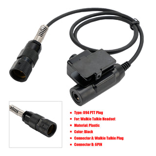 6-Pin Element U94 PTT Key Switch Connector For AN/PRC148 PRC152 U329 Radio