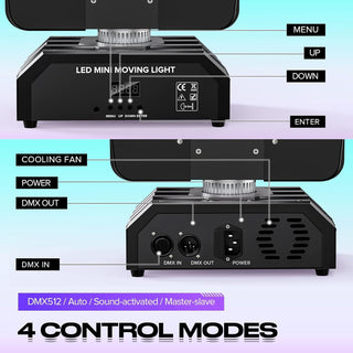 Moving Head Beam Light 180W Moving Head Light RGBW 360°Rotation DJ Lights DMX 512 with Sound Activated