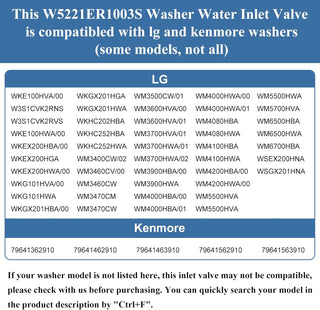LG 5221ER1003S Cold Water Valve for Washing Machine – Replacement