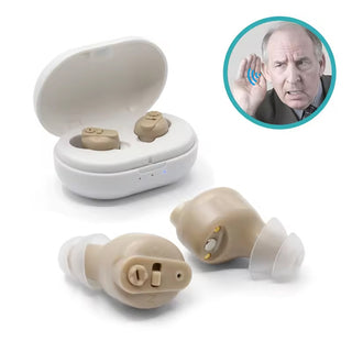 Invisible Wireless Hearing Aids – Rechargeable In-Ear Hearing Aid with Charging Case