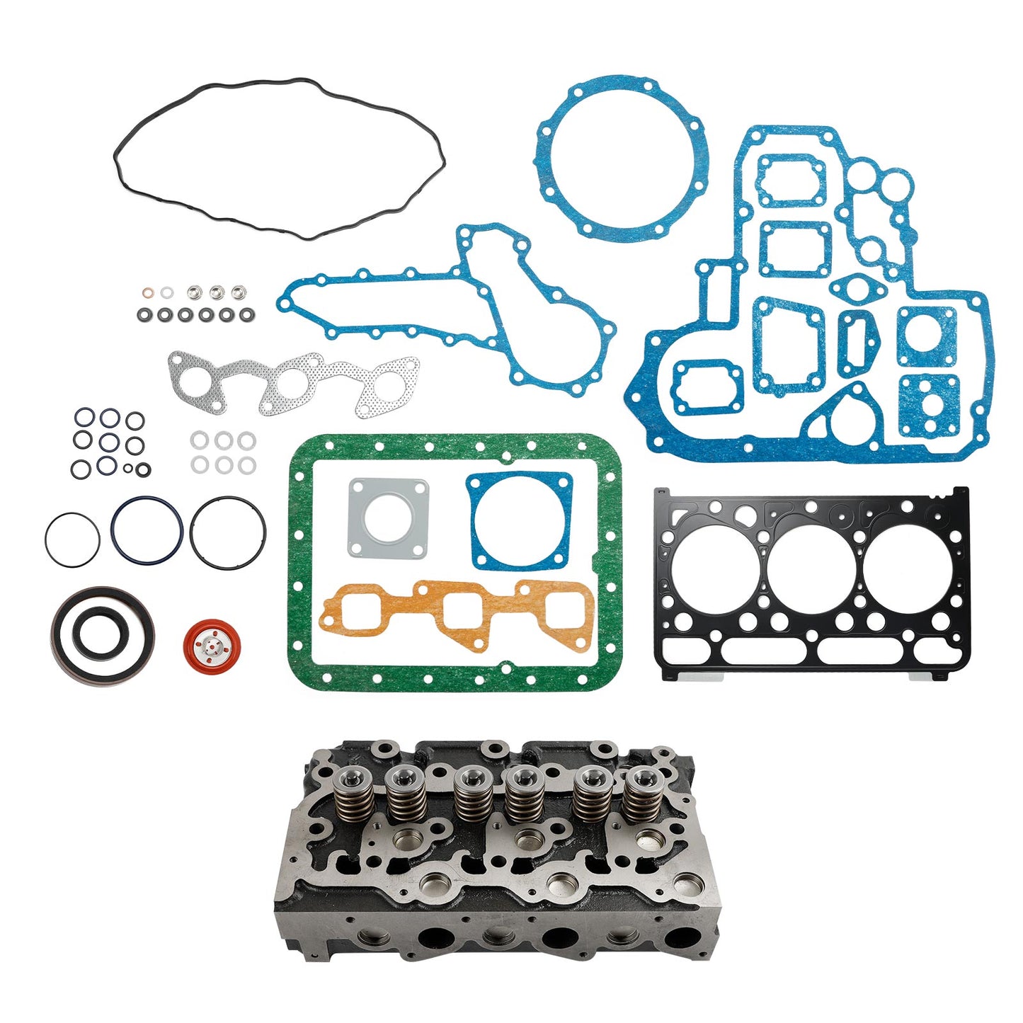 New Cylinder Head Assembly for Kubota D1703 Engine - Fits Bobcat 238 325 328 Excavator, Aftermarket Replacement OE:1G711-03040