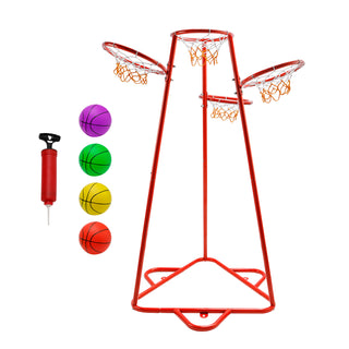 Early Learning 4 Hoop Kid Basketball Hoop Indoor/Outdoor Preschool Hoop Set Red Toy