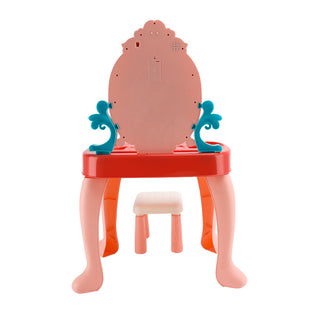 Toddler Makeup Table with Mirror and Chair Kids Vanity Set with Blowdryer for 3+