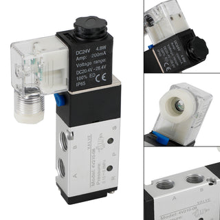 Pneumatic Electric Solenoid Air Valve 4V210-08 Dc24V 2 Position 5 Way PT 1/4"