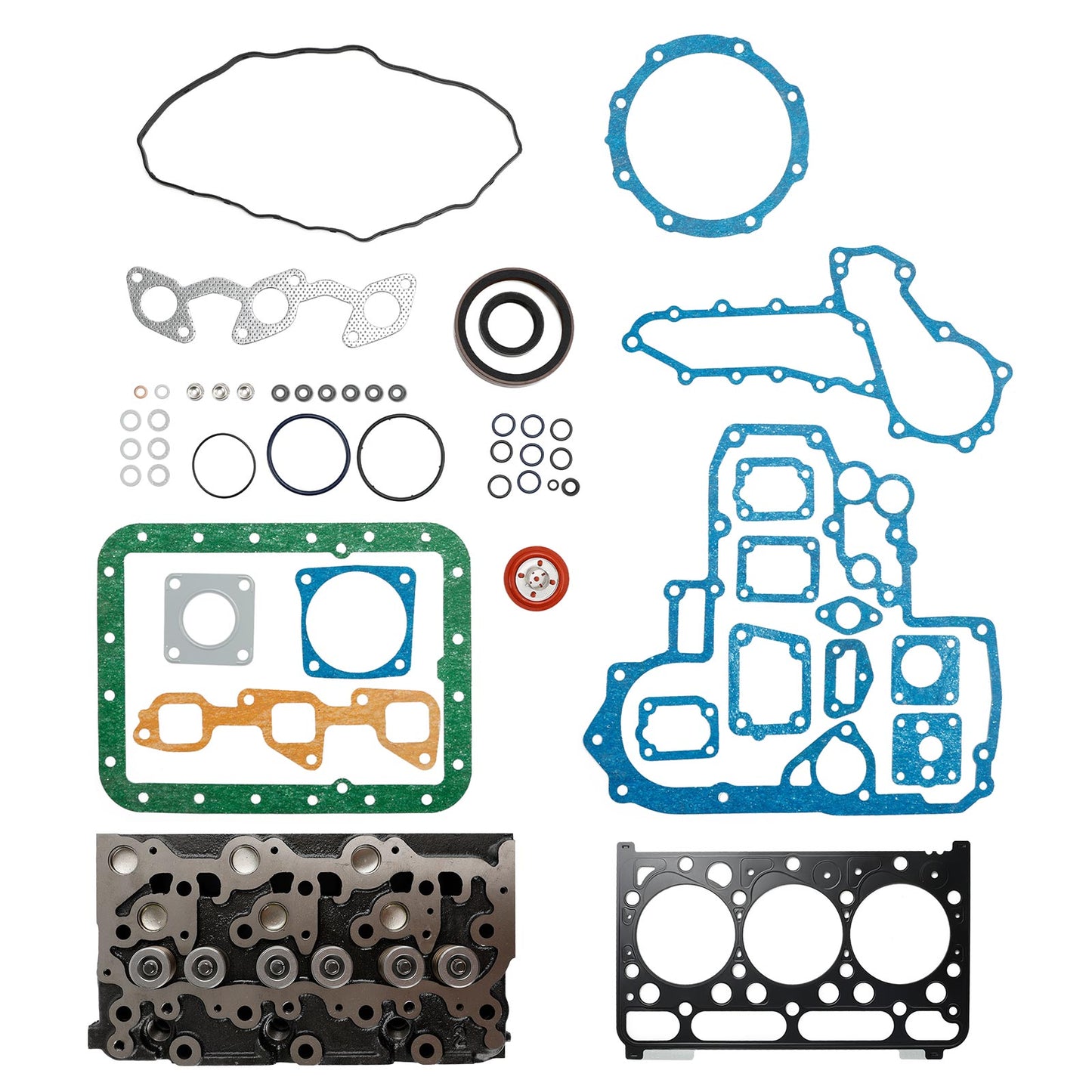 New Cylinder Head Assembly for Kubota D1703 Engine - Fits Bobcat 238 325 328 Excavator, Aftermarket Replacement OE:1G711-03040