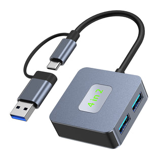 4 in 2 Type-C + USB to USB3.2 Interface Hub Adapter Dock for MacBook iPad Pro 15