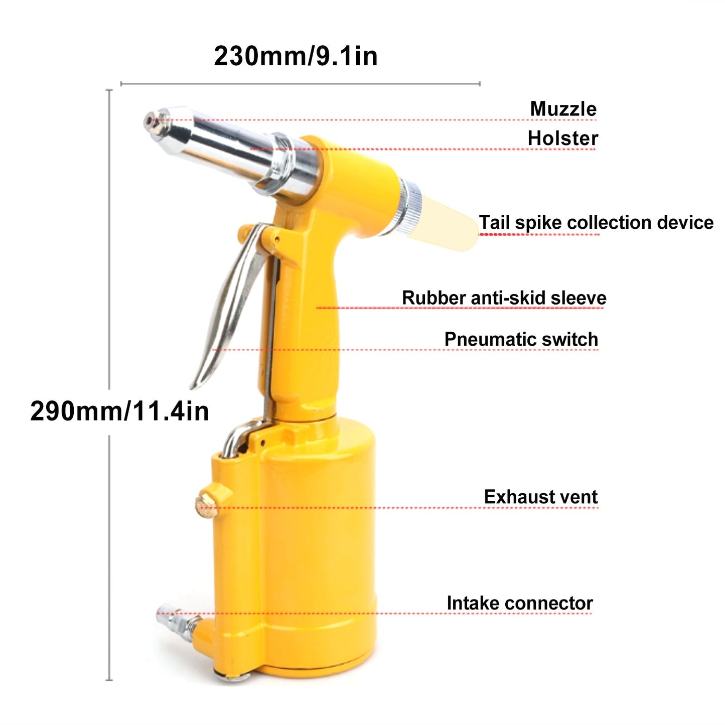 Pneumatic Air Hydraulic Pop Rivet Gun Riveter Riveting 3/32" 3/16" 5/32" 1/8" Generic