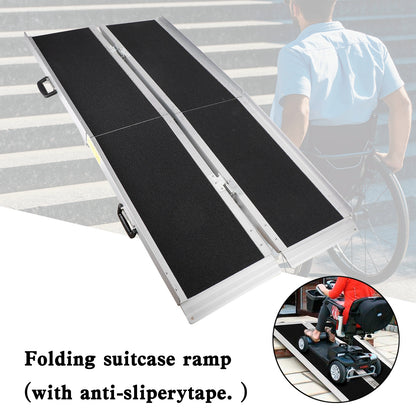 5FT Portable Wheelchair Ramp Non Skid Aluminum Foldable Mobility Scooter Ramp