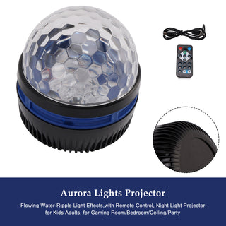 Ocean Wave Aurora Projector Lamp Colorful LED Night Light Remote Bedroom