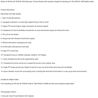 Throat Mic Microphone Headset Fit for Baofeng UV-9R Plus BF-9700 BF-A58 UV-82WP