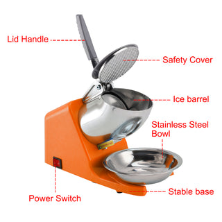 Electric Ice Crusher Machine 143LBS/Hr Snow Cone Maker Ice Shaver 500W